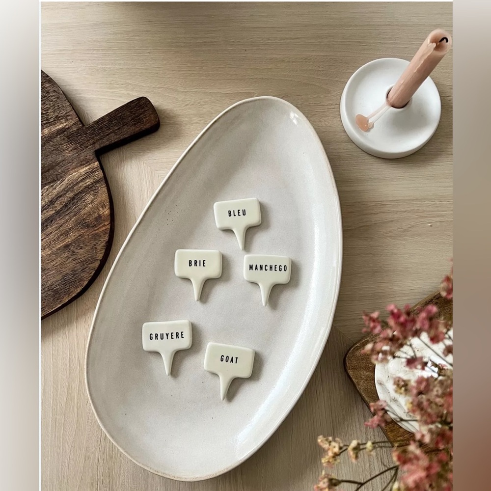 H&m 5 pack porcelain cheese markers  natural white new in box